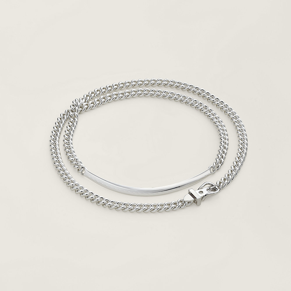 Boucle Sellier Inflexible necklace, small model - Silver | Hermès